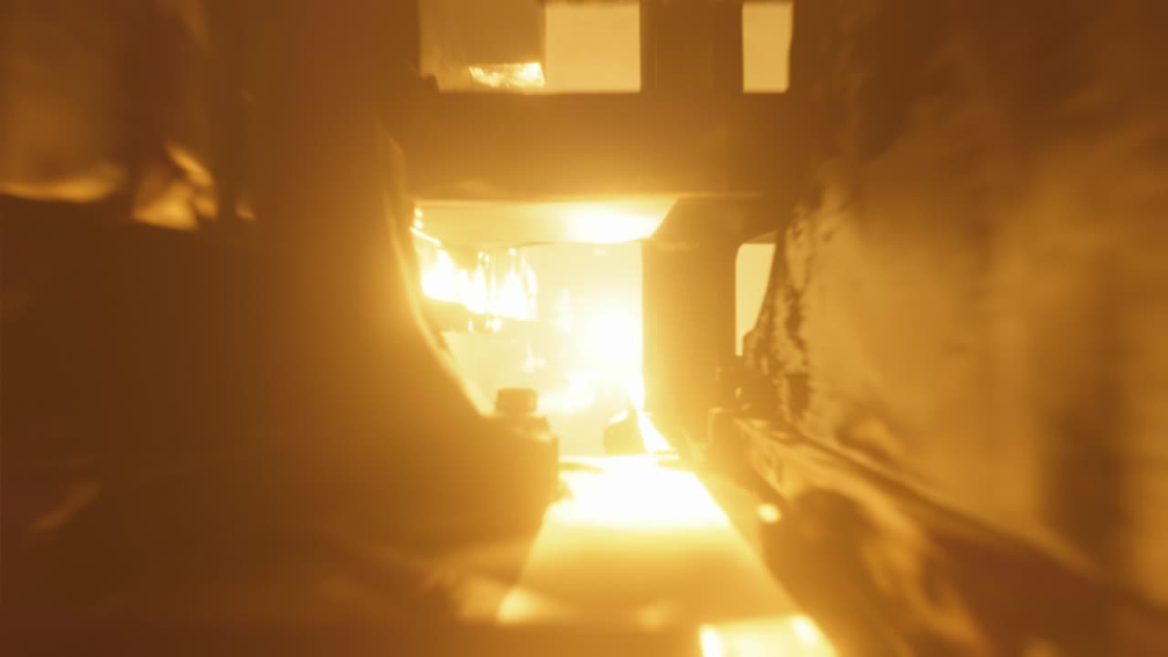 신비한 기계 내부의 밝은 빛의 원천, 원자력 원자로, 금속 도자기 또는 융합 에너지 기계, 영화 sf 3d 애니메이션.