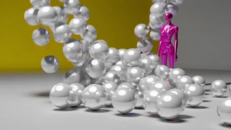 Pink Mannequin and Silver Spheres