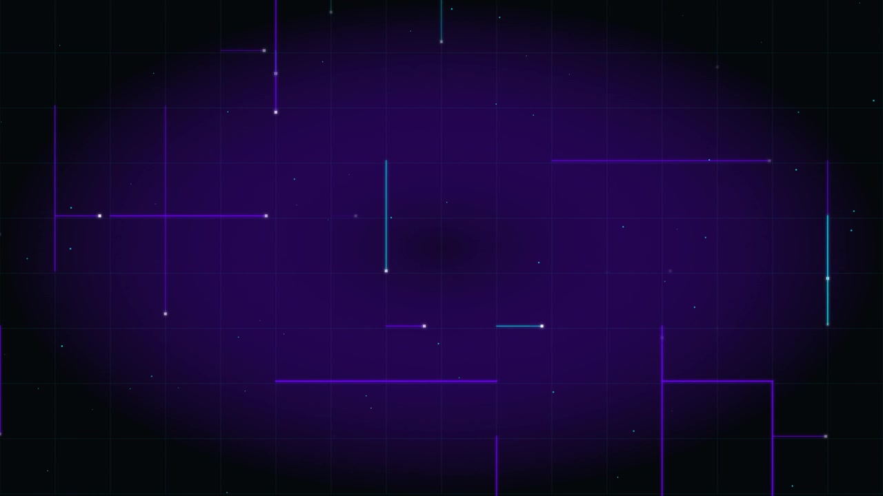 Abstract Digital Background with Moving Neon Lines and Particles