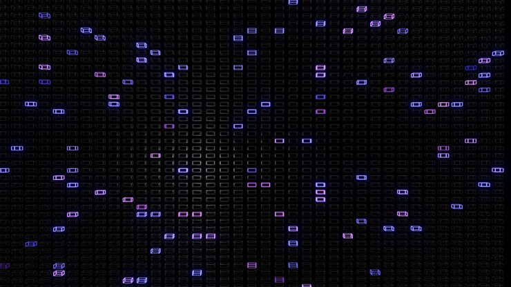 Einfacher geometrischer Hintergrund mit bunten Rahmen, die wie Neonlichter blinken, flüssige Endlosschleifenanimation in 4K. Kreativer bunter Hintergrund. VJ-Loop