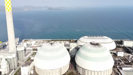 industrial factory smoke stack. petrochemical plant, oil and gas refinery. technological unit for air purification from pollution and environmental protection at an oil and gas enterprise.