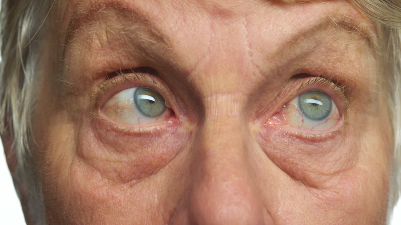 고령 여성 얼굴, 안경과 시력을 위한 눈