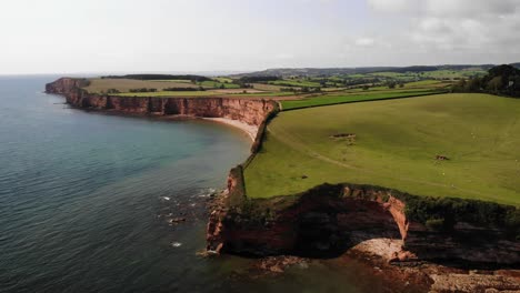 aerial view of scenic english coastal cliffs between sidmouth and budleigh salterton