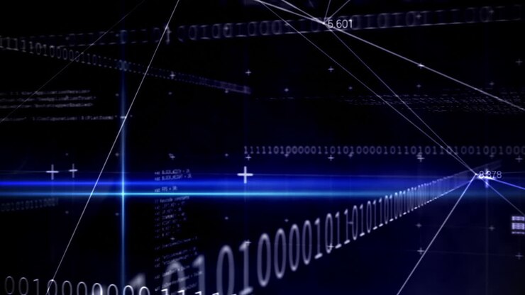 Technology interface in black and blue