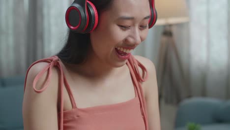 young woman enjoying music and video calls