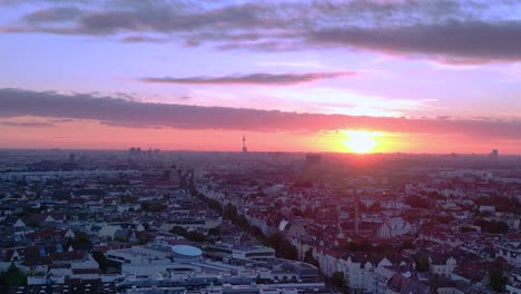 aerial view of berlin cityscape at sunset