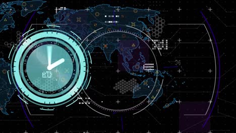 animation of network of connections over data processing on black background
