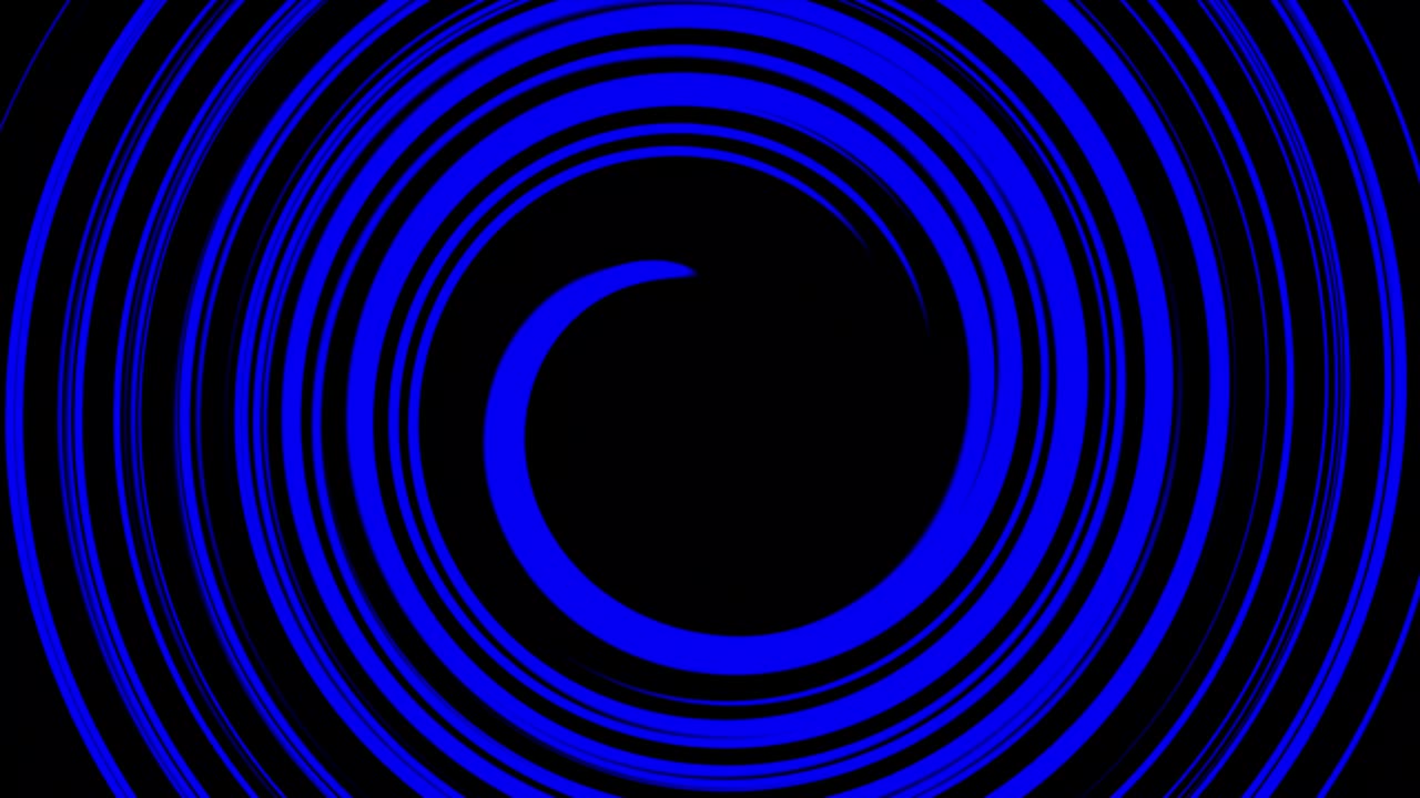 Animation of a blue spiral on a black background, there is a place for an inscription, for a video intro