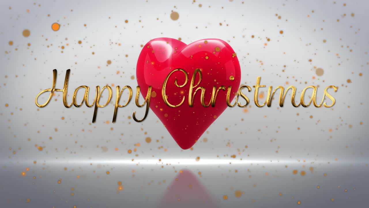 박동하는 심장 위에 행복한 크리스마스 텍스트의 애니메이션