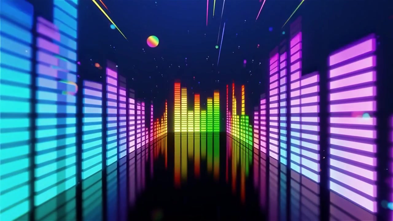 Futuristic Rainbow Neon Music Equalizer Visualizer Background