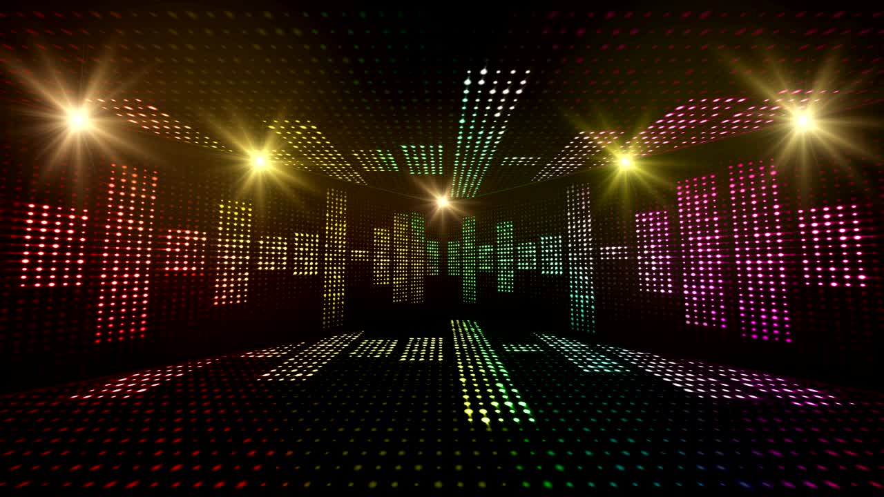 Music Waves Room, Lights Bulbs Animation,