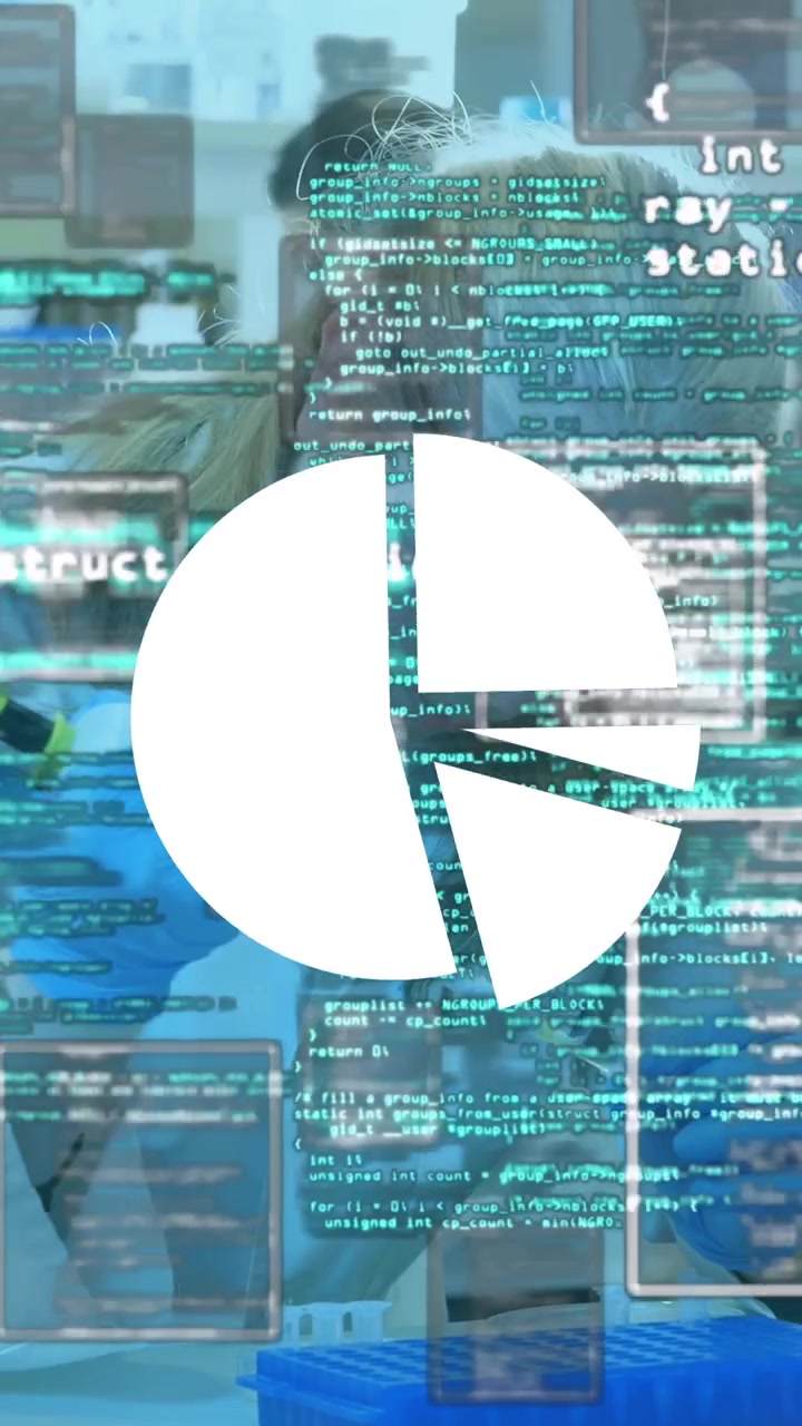 Animation of data processing over diverse scientists in lab
