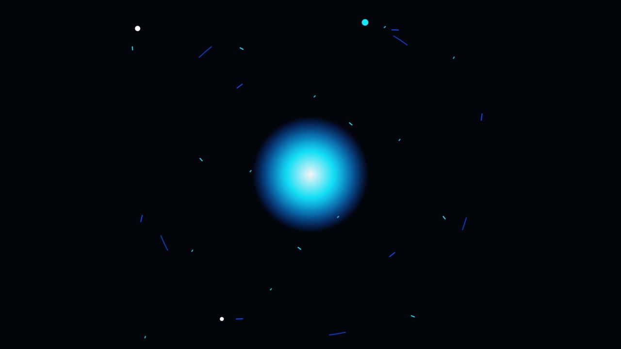 Sfera blu luminosa astratta con particelle in orbita
