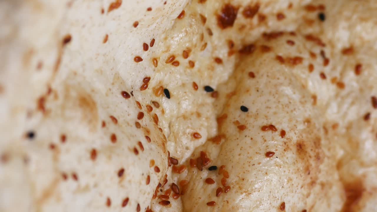 Close-up of sesame seed flatbread