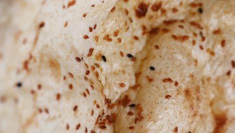 close-up of sesame seed flatbread