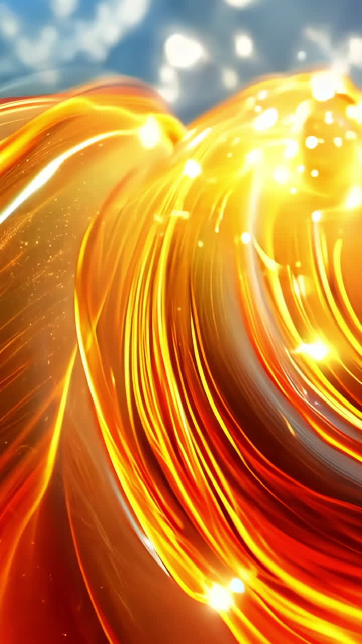 A colorful swirl of light and shadow with a blue sky in the background. The colors are vibrant and the light is shining through the glass, creating a sense of movement and energy