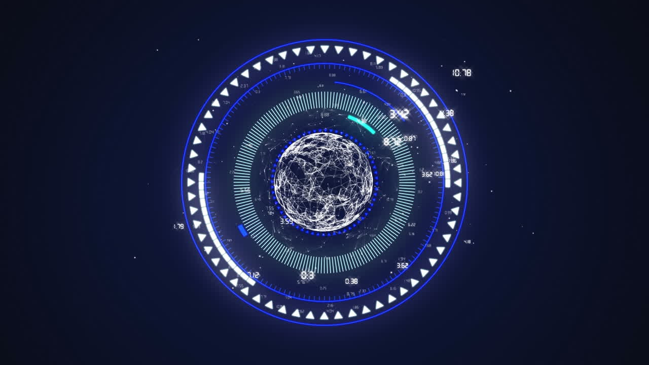 Animation of scope scanning and data processing with globe