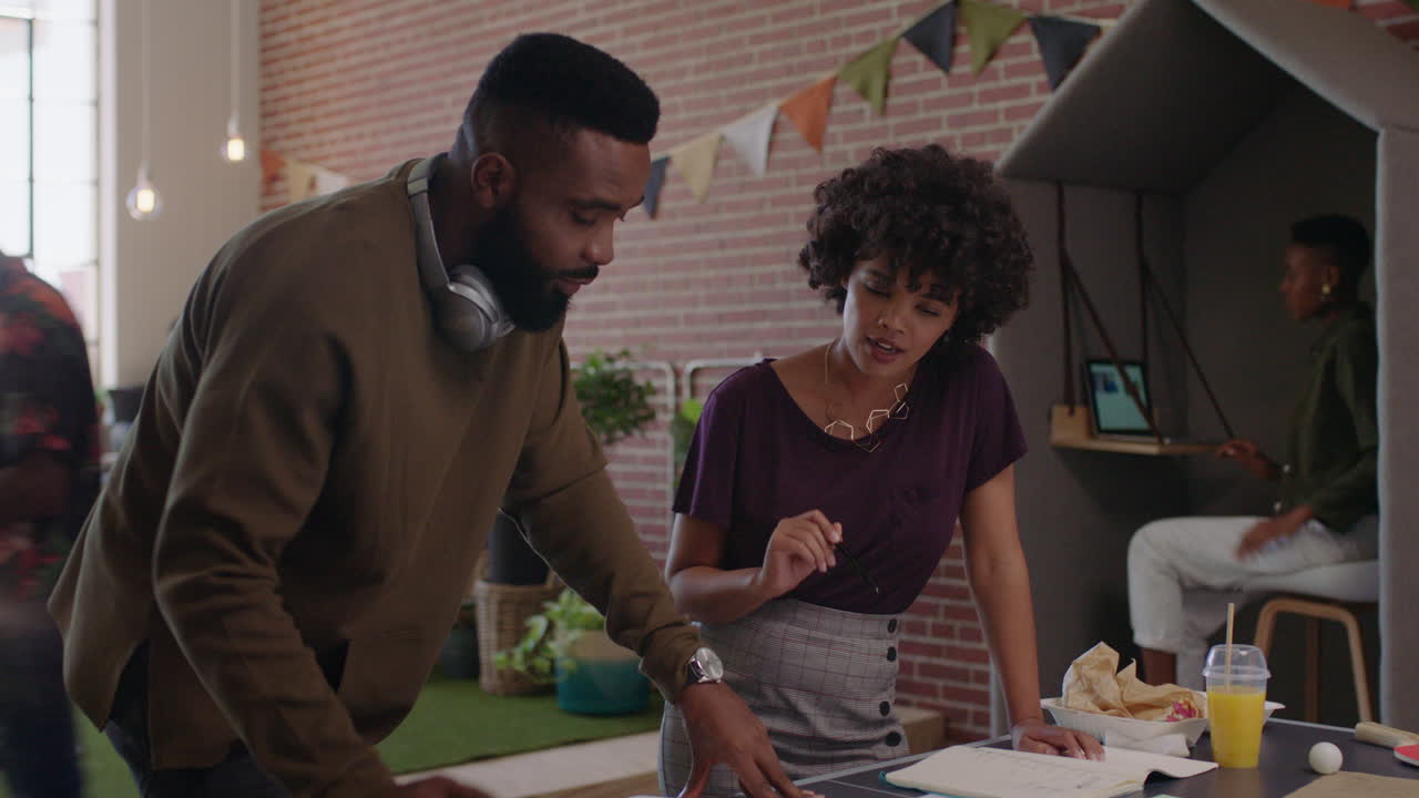 african american business people meeting colleagues brainstorming team leader woman sharing creative ideas enjoying collaborating in modern office workplace