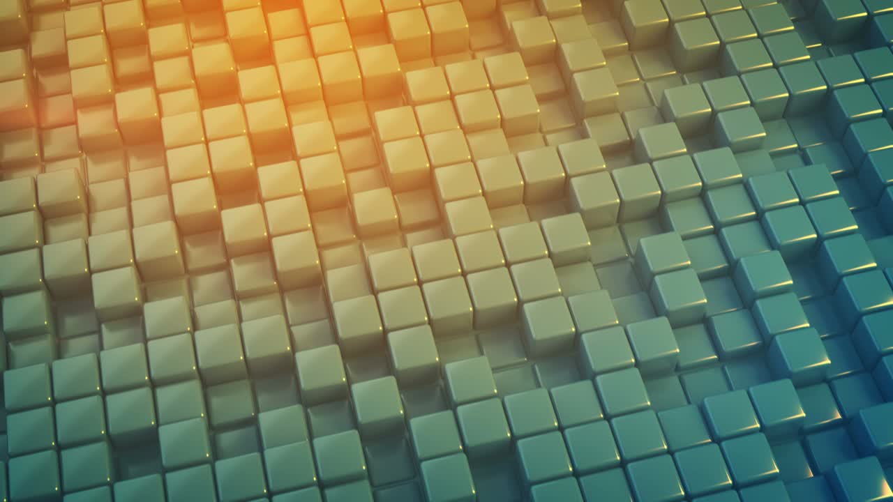 muchos cubos brillantes bucle sin costuras animación de renderizado 3d