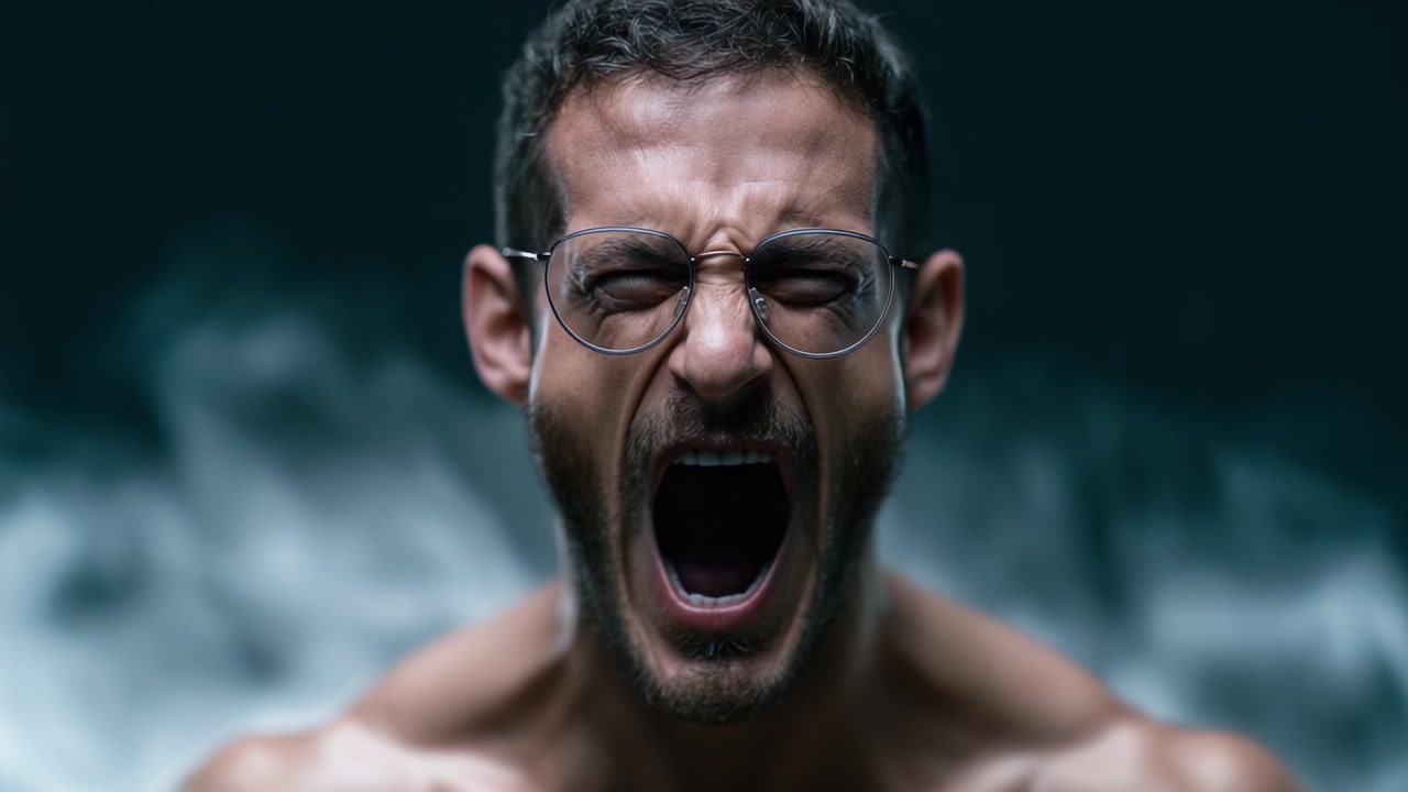 Intense Emotions: Capturing the Raw Power of Human Expression Through a Series of Dynamic Frames Showing Anger and Vulnerability in a Dramatic Atmosphere