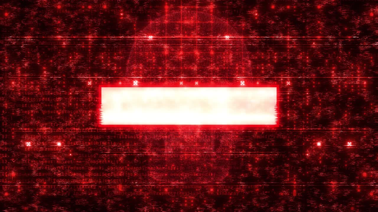 Computer Security Breach Alert on Red Hacking Background with Animated Binary Matrix
