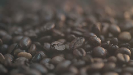 close-up of a smoke drifts over the coffee bean