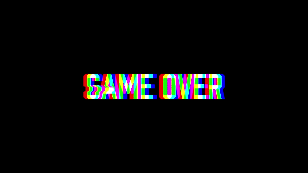 Animated Game Over Text with Glitch and Distortion Effects