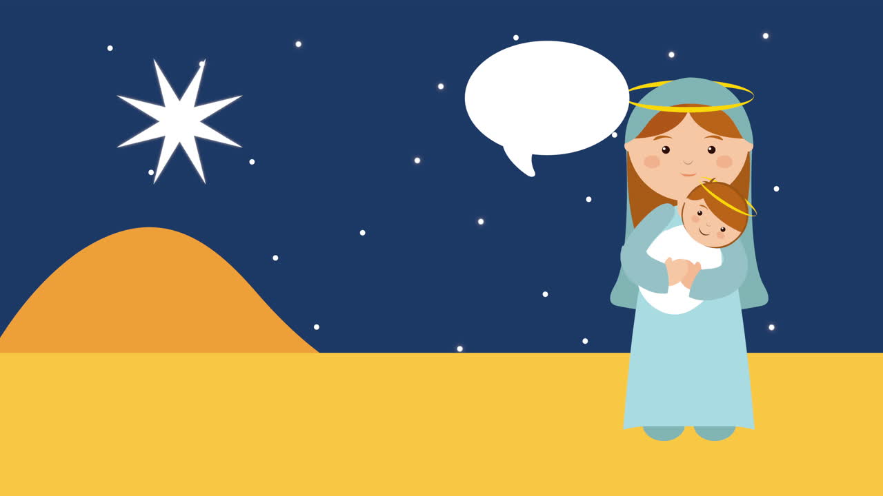 escena del pesebre de feliz navidad con la virgen maría y jesús