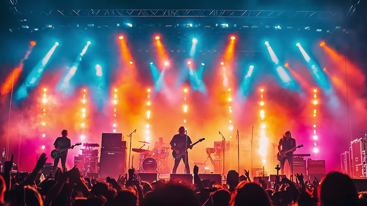 Banda de rock tocando ao vivo no palco
