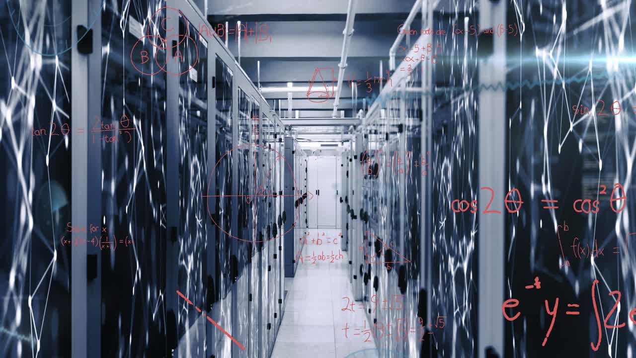 Animation of mathematical equations against network of connections over server room