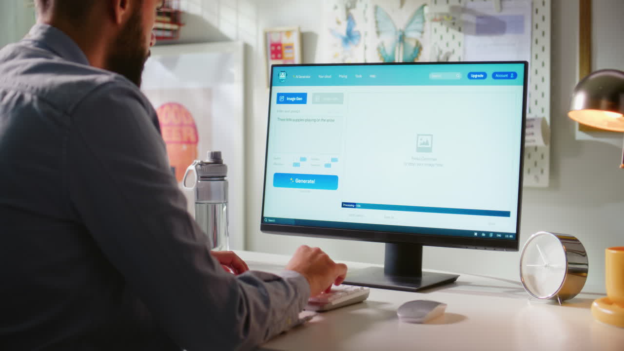 Man using image generation software on computer