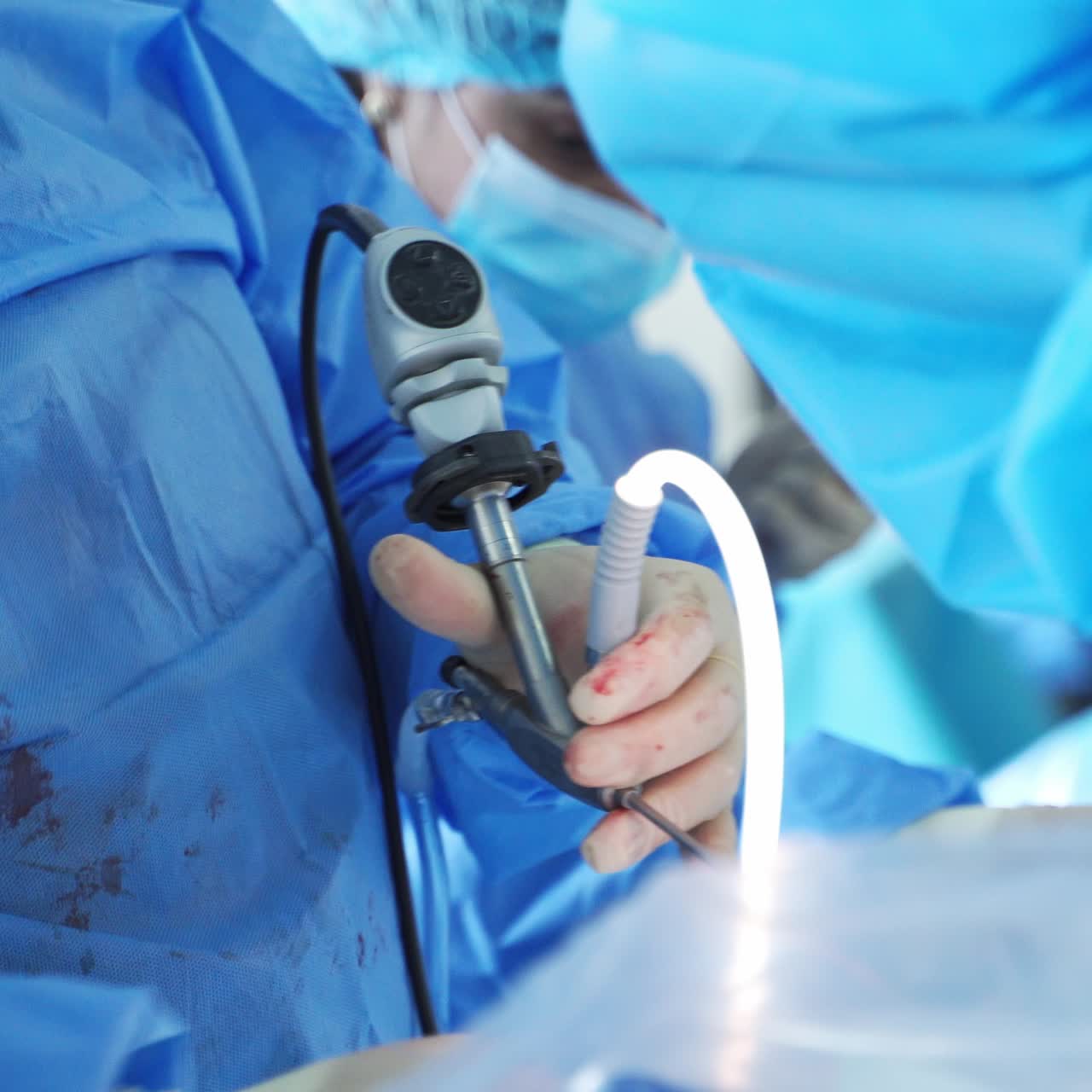 Process of surgery operation using medical equipment. Surgeon in operating room with surgery equipment