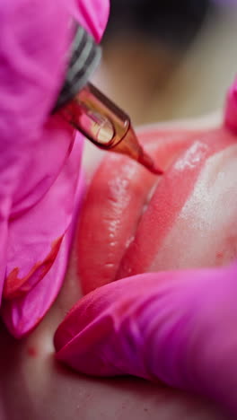 makeup in beauty salon. permanent makeup, treatment in beauty salon