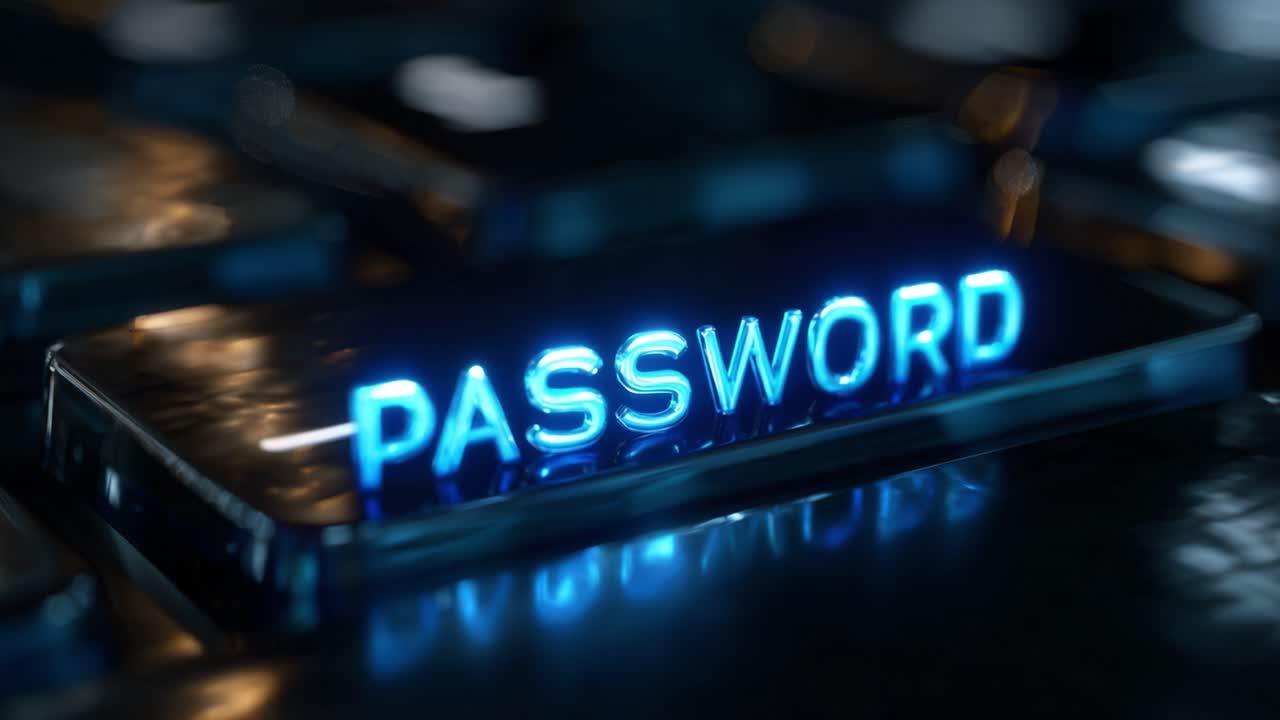 Illuminated Password Key in a Digital Environment, Symbolizing Security and Access Control in Modern Technology and Internet Safety Practices