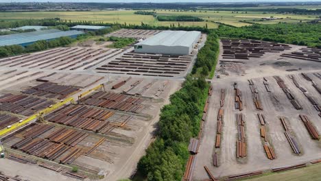 industrial river port along the river trent with import export activity and container ships from above