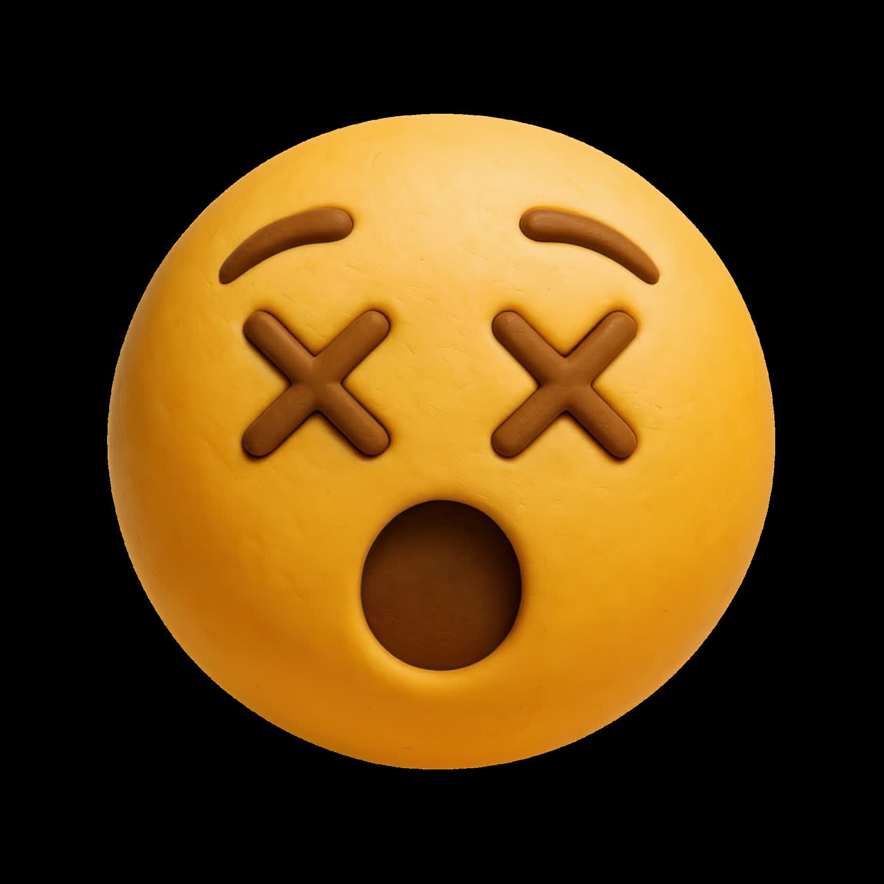 Clay emoji with surprised expression animation isolated asset, transparent 4K video, alpha channel