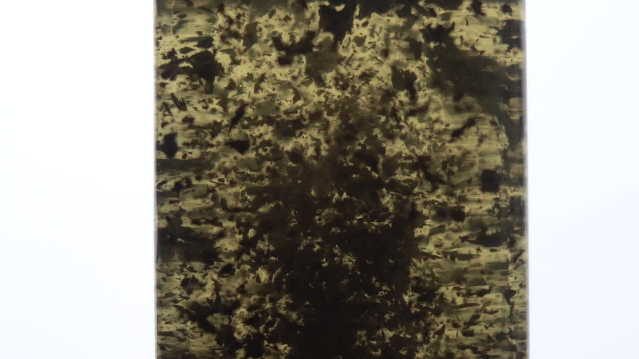 agua sucia a través de hojas de té verde cuchara stearinga en botella