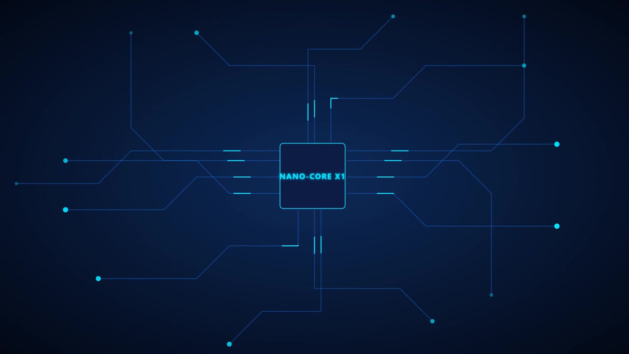 Digital mikrochip-processor med animerede kredsløbsforbindelser