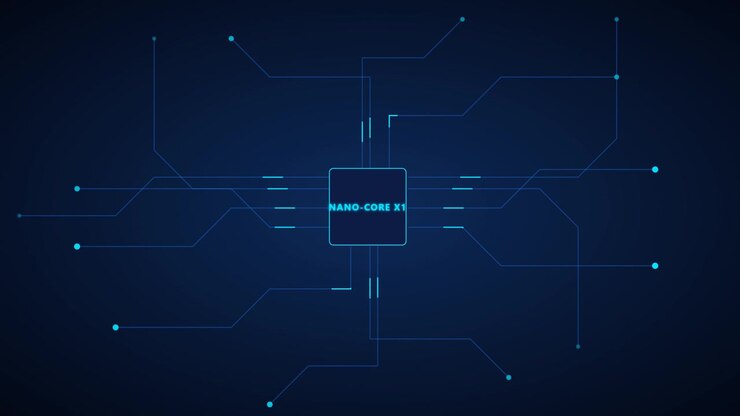 Processore microchip digitale con connessioni di circuiti animate