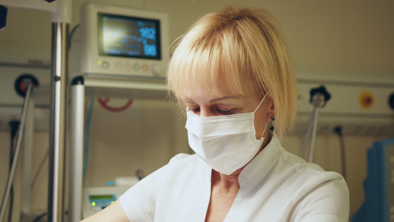 Infermiera in una stanza d'ospedale