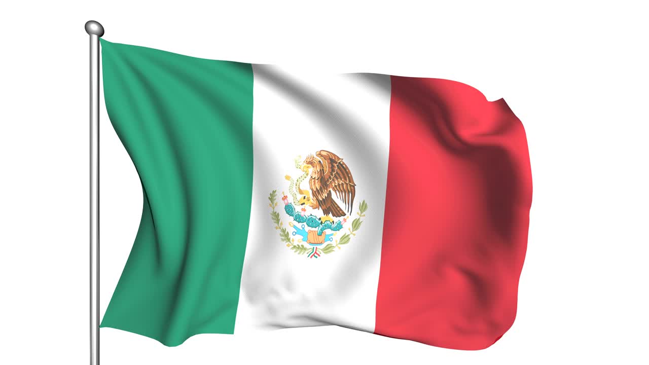 Flag of Mexico in the wind (alpha channel, semi-transparent, loopable ...