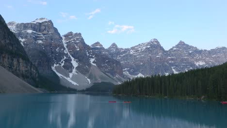 moraine lake snow and glacial water, banff national park valley of the ten peaks, canada