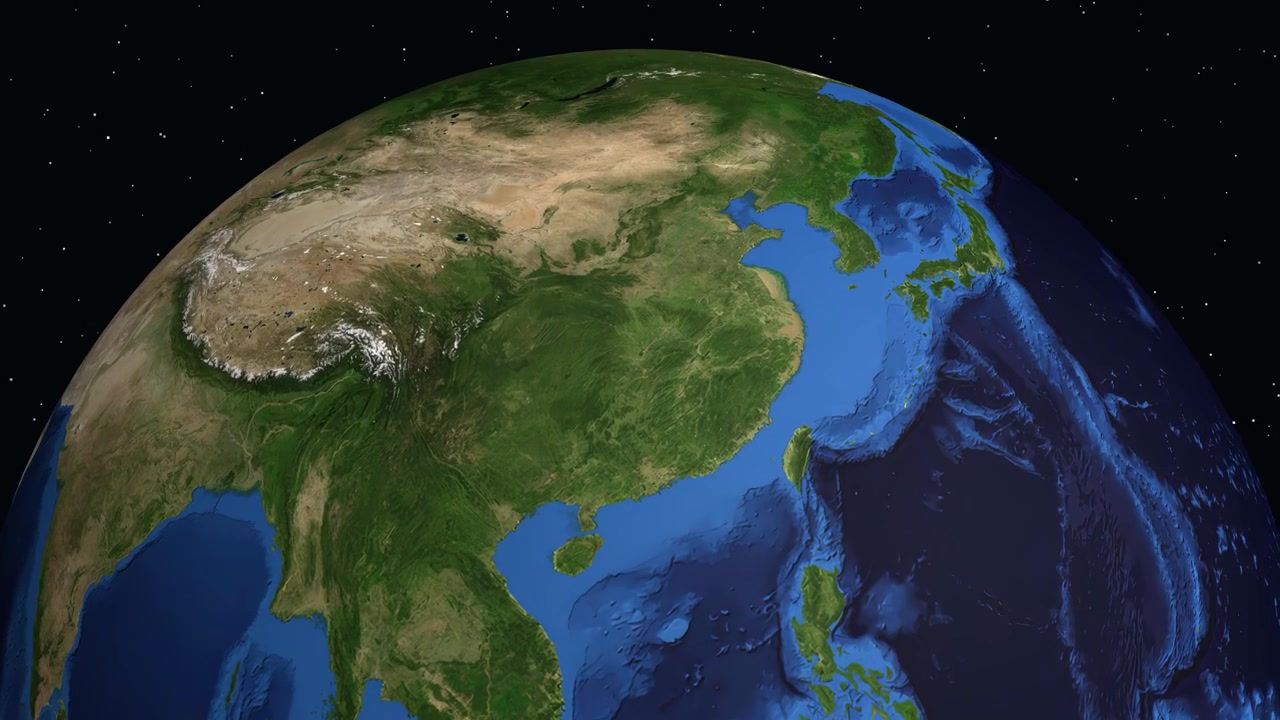 Un'animazione digitale zooma dallo spazio su Changde, Cina, con coordinate geografiche e un indicatore di posizione