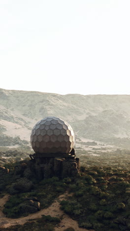 cúpula de radar futurista en un paisaje desolado