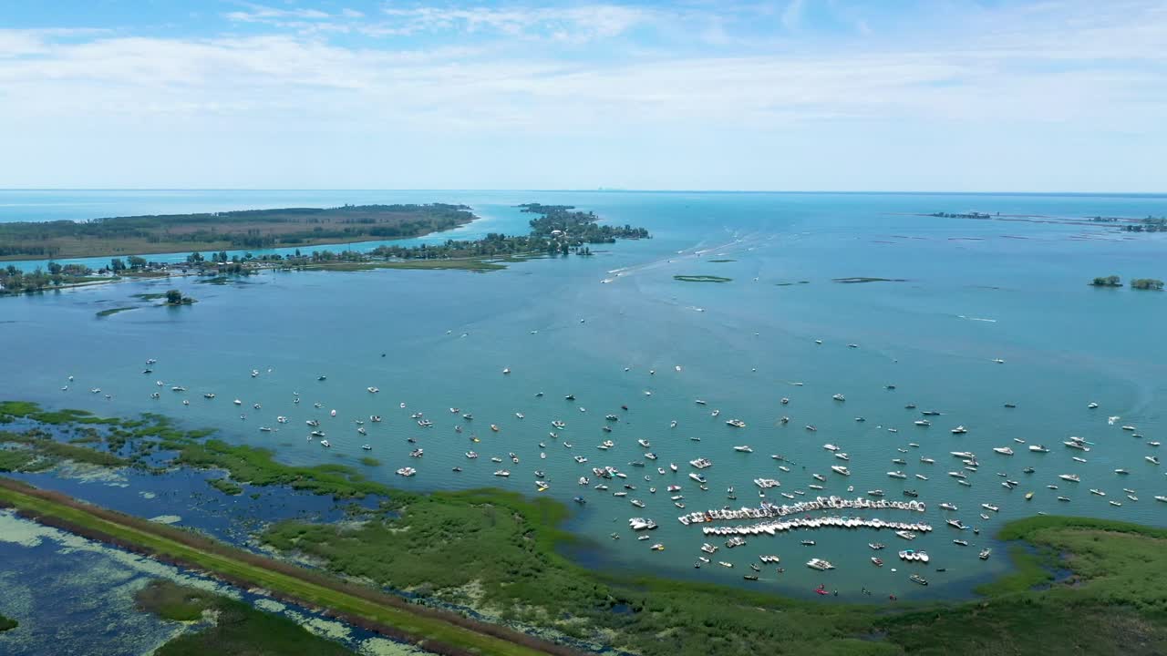미시간 호수 세인트에서 보트 파티. 클레어