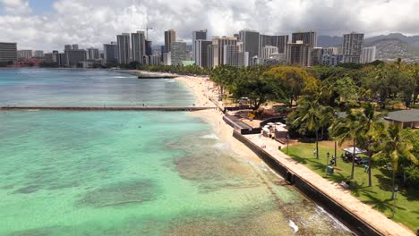 vibrant tropical cityscape of waikiki beach and honolulu in oahu hawaii