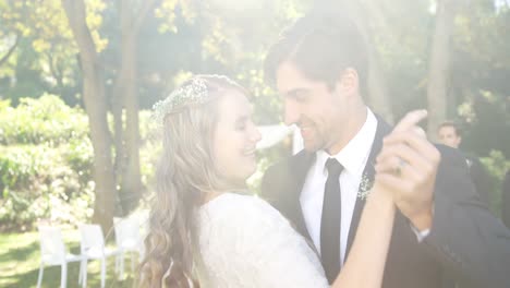 happy young bride and groom hugging each other while dancing 4k 4k