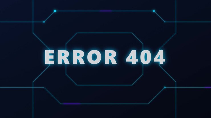 Digital Error 404 Message on Futuristic Technology Interface