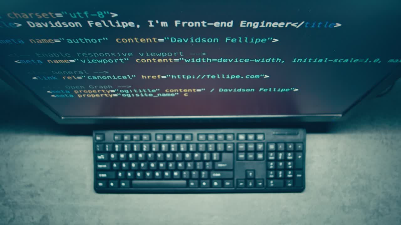 Computer Screen with Code and Keyboard