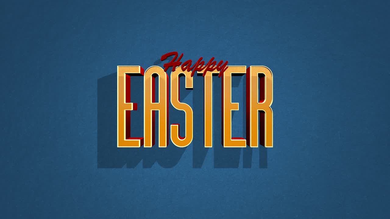 Testo Buona Pasqua retrò su texture vintage blu in stile anni '80.